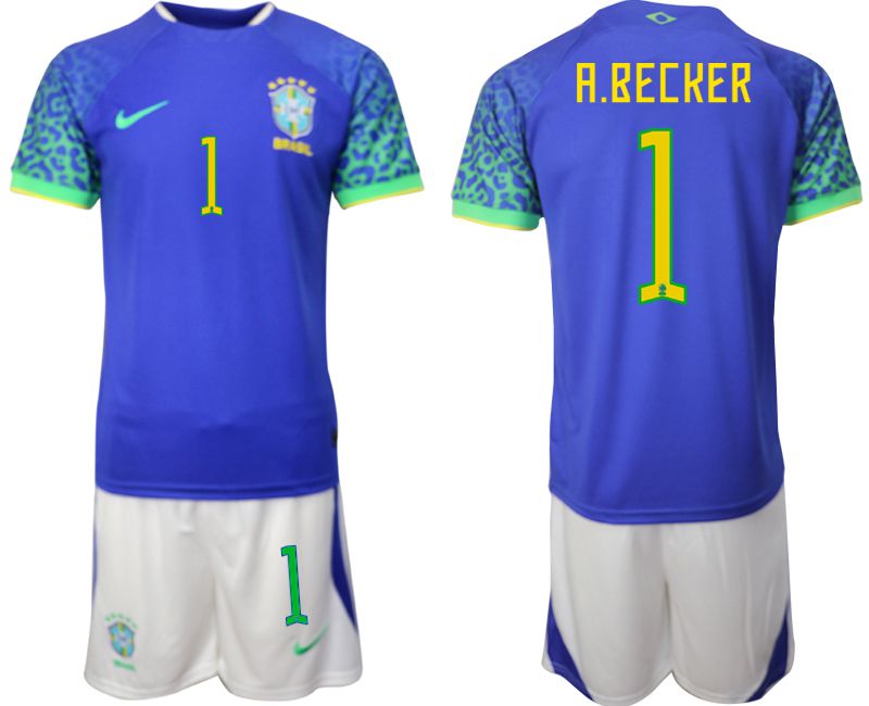 Men 2022 World Cup National Team Brazil away blue 1 Soccer Jerseys